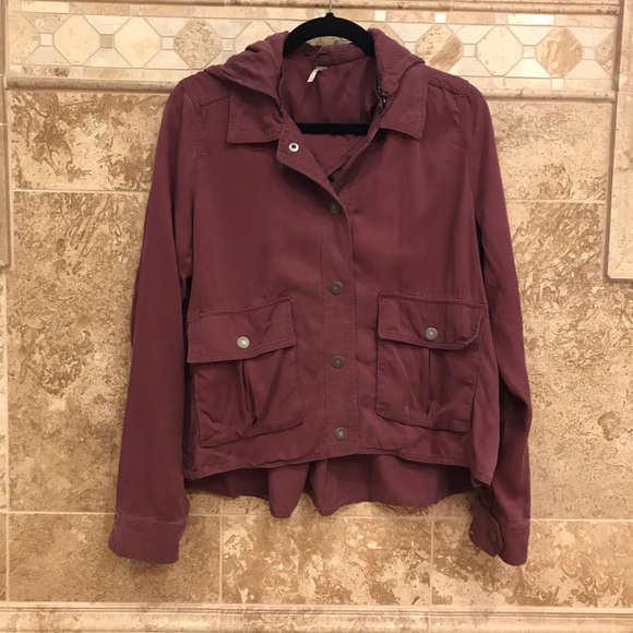 Free People Snap Down Cargo Jacket Removable Hood - Picture 3 of 7